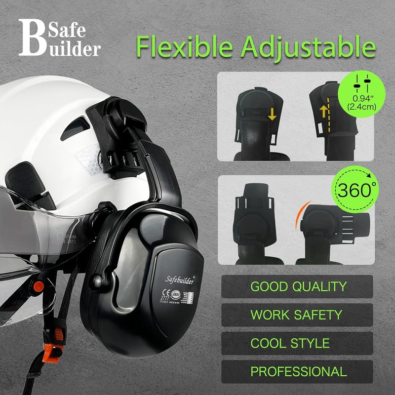 SAFEBUILDER Industrial Safety Helmet with Visor Ear Muffs Hard Hat with Visor Vented Hardhats Construction Work Head Protection ANSI - Image 5